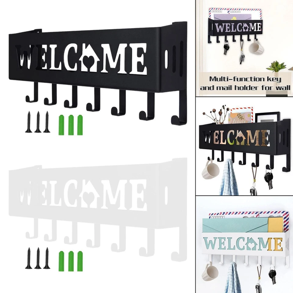 Wall Mounted Key Holder Key Hanging Holder Rustic Office Entryway Letter Shelf - Image 1 of 1