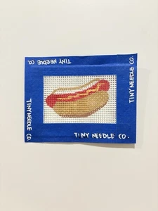 Hand Painted Hotdog Needle Point. 12 Mesh. Canvas 5.5”x4.5”. 2.25”x1.5” Complete - Picture 1 of 1