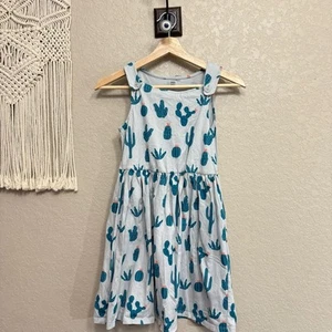 Tea Collection Cactus Dress girl size 12 sun dress summer teal grey - Picture 1 of 7