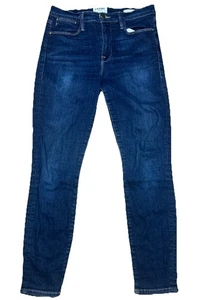 Jeans montatura denim London Los Angeles Le high skinny crop lavaggio scuro taglia 28 - Foto 1 di 9