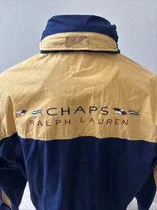 Vintage 90er Chaps Ralph Lauren Pullover Kapuze Windbreaker Gr. L Logo Grafik - Bild 1 von 21