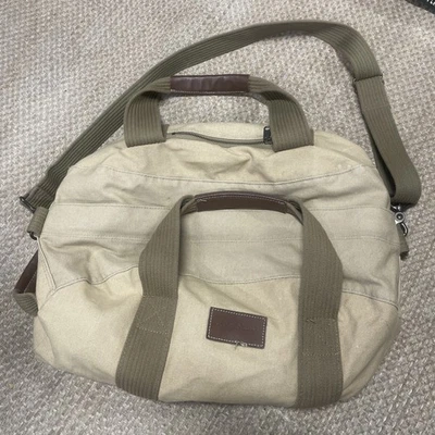Eddie Bauer canvas duffle bag travel leather handle shoulder strap Tan Vintage - Image 1 of 4