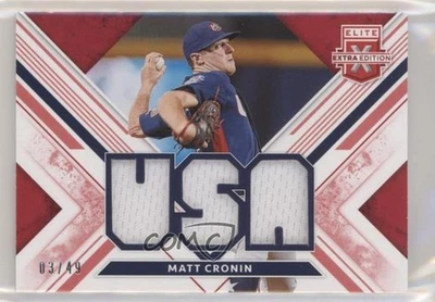 2019 Panini Elite Extra Edition USA National Team Materials Red /49 Matt Cronin - Image 1 of 2