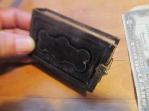 Álbum de fotos escaso pequeño antiguo tamaño gema cuero tipo tinte, período de la Guerra Civil, COMPLETO - Imagen 1 de 19