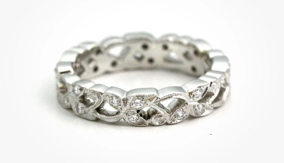 Philip Press Renaissance Platinum Eternity Ring 7.8 grams .18 ctw Diamond Size 6 - Image 1 of 4