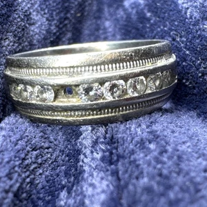 14K White Gold 8.5Grams 7 2.5mm Diamond Ring Not Scrap Sz 10 (missing 1 Diamond) - Picture 1 of 8