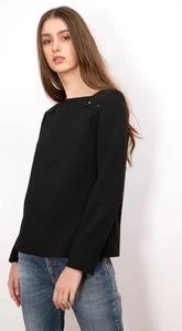 COP COPINE PARIS Sabik Square Neck Studded Crepe Top YOOX Garmentory 40 L $300 - Picture 1 of 15