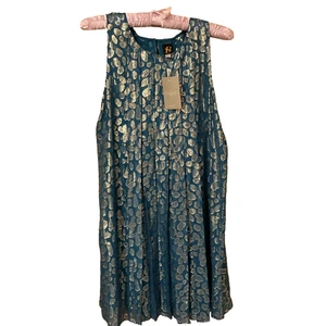 Fabulous Anthropologie Mini Dress NWT, Turquoise and Silver, 4P - Picture 1 of 4