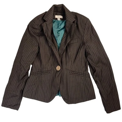 Blazer Larry Levine Dressbarn talla 8 negro a rayas ajustado negocios informal elegante Foto 1 de 4