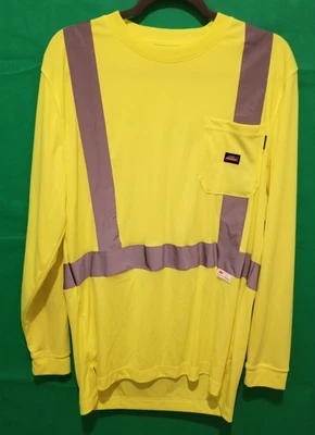 Genuino Dickies Hombres MR Alta Visibilidad Manga Larga Seguridad Manga Larga Con 3M Scotchlite Foto 1 de 4