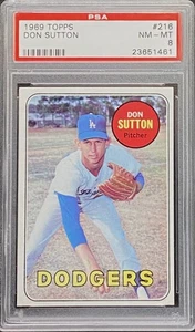 1969 TOPPS #216 DON SUTTON PSA 8 NM-MT HOF DODGERS - Picture 1 of 2
