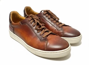 Magnanni Ottawa  Amadeo Burnished Leather Low-Top Sneakers cognac shoes 10.5 - Picture 1 of 11