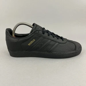 Adidas Gazelle Triple Black Leather Low Top Sneakers Trainers Shoes Size UK5.5 - Picture 1 of 10