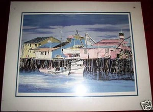 "Monterey Wharf" William Nelson Signed Artist's Proof - Picture 1 of 4
