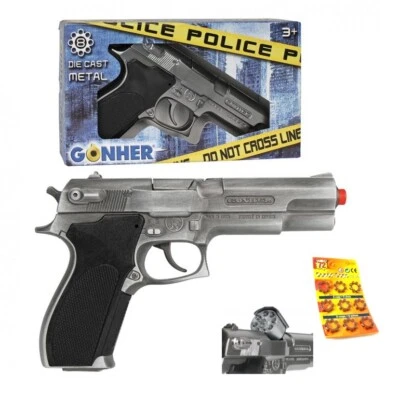 Pistola giocattolo polizia munizioni scoppiettanti caricatore 8 colpi - Immagine 1 di 4