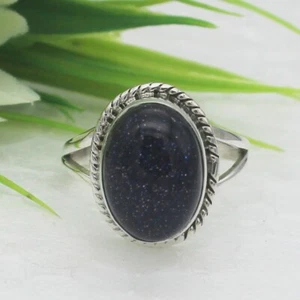 Silver Goldstone Ring 925 Sterling Handmade Birthstone Jewelry Gift For Her - Picture 1 of 6