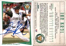 Ian Krol Signed 2010 Grandstand Kane County Cougars #NNO Card Auto AU