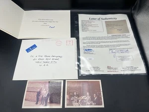 J. Paul Getty Signed Christmas Card to Jack Dempsey w/ Vintage Photos JSA LOA - Picture 1 of 6