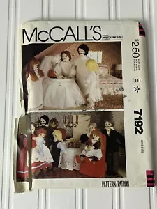 Doll & Doll Clothes 6” Early American Family Vintage 80s M7192 UNCUT Pattern - Picture 1 of 2
