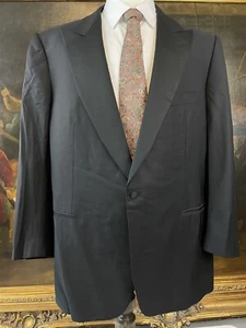 VTG Ermenegildo Zegna Trofeo 48R FULL CANVAS Black Peak Lapel 1Btn Tuxedo Jacket - Picture 1 of 10