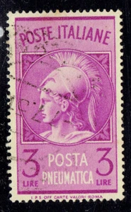Italia Scott D19 usado 3 liras sello postal neumático emisión 1945 - Imagen 1 de 2