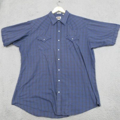 Ely Cattleman Shirt Men 2XLT Blue Black Plaid Pearl Snap Western Yoke Cowboycore - Image 1 of 4