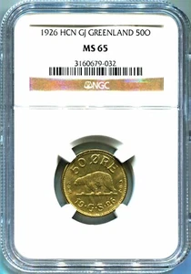 Greenland 1926(h) 50 ore in NGC MS65  - Picture 1 of 2