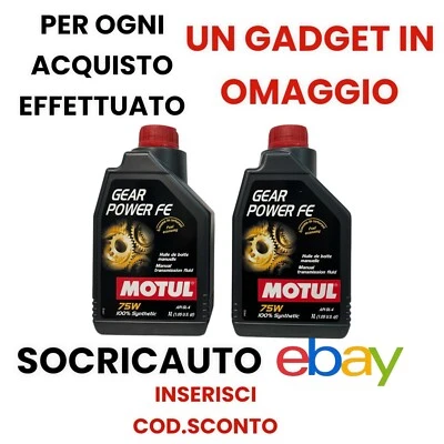 2 Lt Motul Gear  Power  FE 75W  100% Sintetico API GL-4 Tranmission Fluid - Immagine 1 di 3