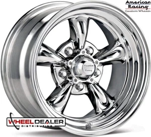 15" CHROME AMERICAN RACING TORQ THRUST WHEELS RIMS FOR FORD MUSTANG 1965-1973 - Picture 1 of 2