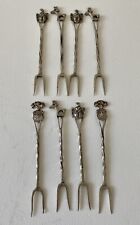 Set Of 8 Mexican Silver Cocktail Forks .970? Illegible Mark