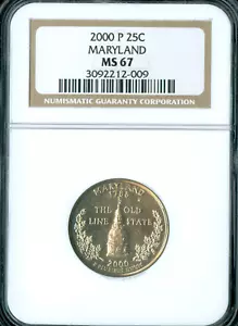 2000 P MARYLAND STATE QUARTER NGC MS67 - Picture 1 of 2