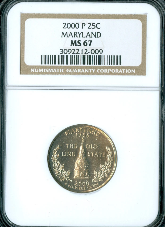2000 P MARYLAND STATE QUARTER NGC MS67 - Image 1 of 2