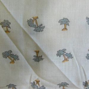 100% Cotton Fabric Small Palm Trees Passport on Light Ecru BTY x 44 - Picture 1 of 5