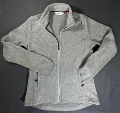 Jaqueta de malha Orvis feminina zíper completo tamanho XS cinza poliéster macio - Imagem 1 de 4
