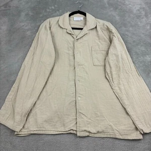 Camicia uomo Hammacher Schlemmer con bottoni grande beige tasca cotone spiaggia costiera - Foto 1 di 14