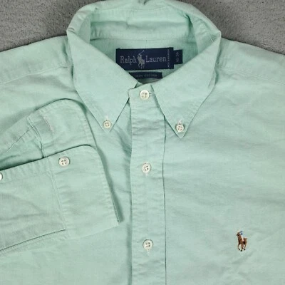 Camisa Ralph Lauren Para Hombre Talla 16 Verde Pony Vestido Abotonado Manga Larga Foto 1 de 4