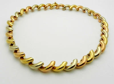 Gargantilla Collar Italiana 585 (14k) Oro Multicolor Brillante San Marco 45,1 gramos Foto 1 de 4
