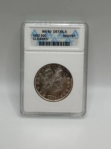 VINTAGE ANACS 1892 50C MS60 HALF DOLLAR Cover