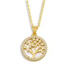 Crystal Tree Pendant Necklace Gold Plated Chain Round Charm Pendants Necklaces