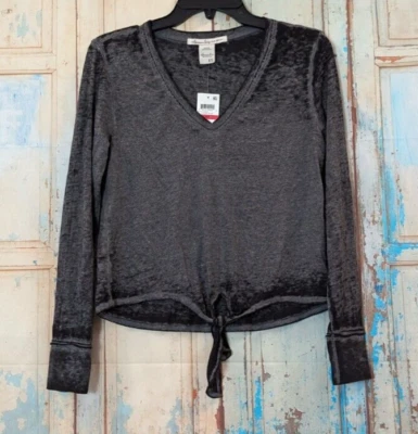 Blusa Top Pullover American Rag Cie Para Mujer Talla XS Negra Manga Larga Cuello en V Foto 1 de 4