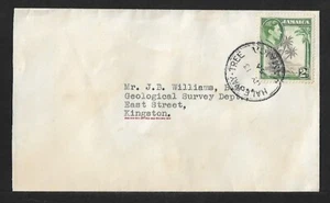 JAMAICA HALF WAY TREE 2d ON COVER 1956 SCARCE - Picture 1 of 2