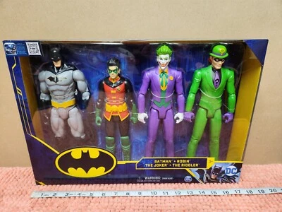 DC Comics Batman 4 Figure Set Batman, Robin, Joker & Riddler 12" Action Figures - Image 1 of 4