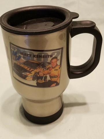 Matt Kenseth Stainless Steel Travel Mug 16 Ounce Insulated Vacuum Sealed Lid New Cover
