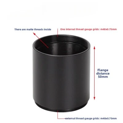 M48X0.75 Extension Tube Adapter Ring 50mm F Astronomical Eyepiece Extended Focus - Image 1 of 4
