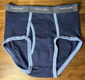 Vtg Fruit Of The Loom Boy Brief Cotton Sz L Men’s Small Dark Blue Ringer - Picture 1 of 5