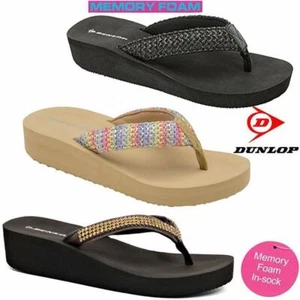 Ladies Low Wedge Memory Foam Walking Fit Flip Flops Fitness Toning Sandals Shoe