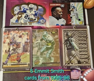 5 Emmit Smith Card Lot From 1995-96 With Topps Finest & rare Printers Proof 🔥🏉 - Picture 1 of 7