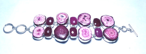 VALENTINO Braccialetto Gioielli Fatto a Mano Quarzo Solare Onice Gemma Misura 8 Pollici