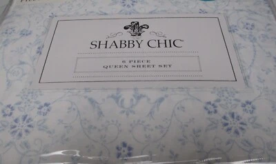 Juego de sábanas Rachel Ashwell Shabby Chic blanco azul floral 6 piezas - Queen Foto 1 de 4
