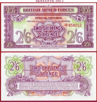 GREAT BRITAIN BRITISH ARMED FORCES 2 SHILLINGS 6 PENCE 2/6 1948 M19b UNC - Image 1 of 4